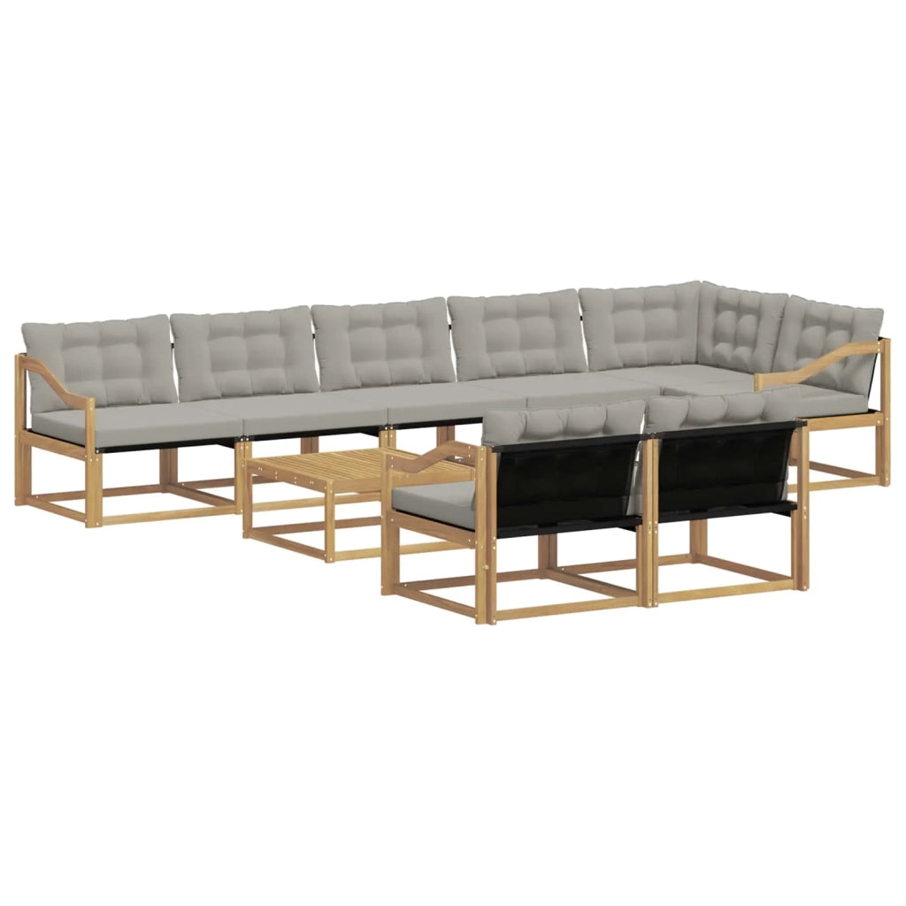 Set di divani da esterno 9 pz Bianco e Grigio Chiaro 3388837