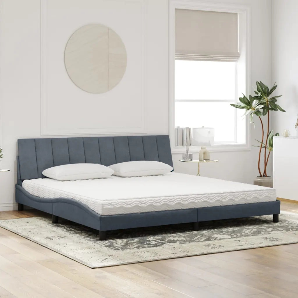 Letto con Materasso Grigio Scuro 200x200 cm Velluto