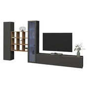 Emilio, Parete Attrezzata Modulabile Made in Italy, 30x310x180h cm Nero Antracite