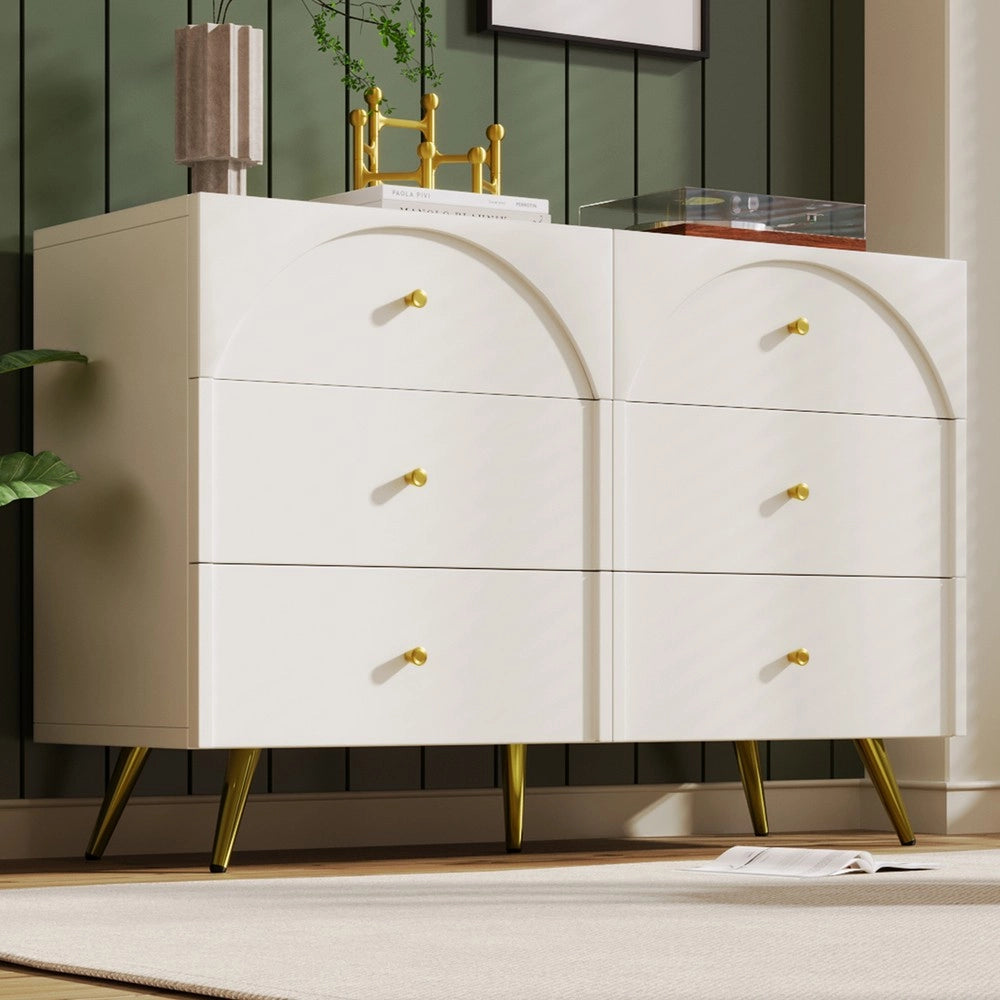Cassettiera 6 Cassetti ¨C MINIMAL ¨C Bianco, 120x40x85 cm