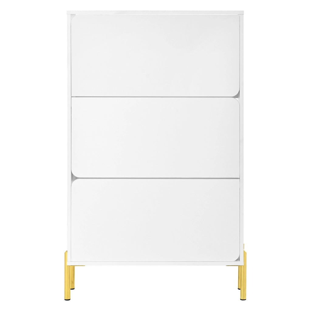 Scarpiera 3 Ante con Ripiani ¨C Xylo ¨C Bianco, Gambe Dorate, Ingresso