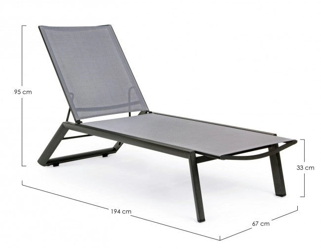 Set 4 Lettini Prendisole da Giardino 67x194x95h cm Cruise con Ruote Antracite