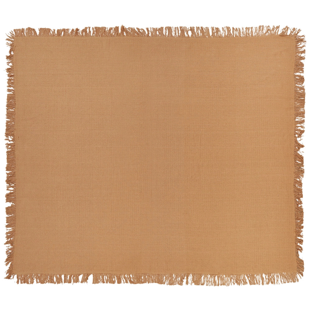 Copriletto marrone in tessuto di cotone 220 x 240 cm con frange Coperta decorativa Biancheria da letto design classico Camera da letto