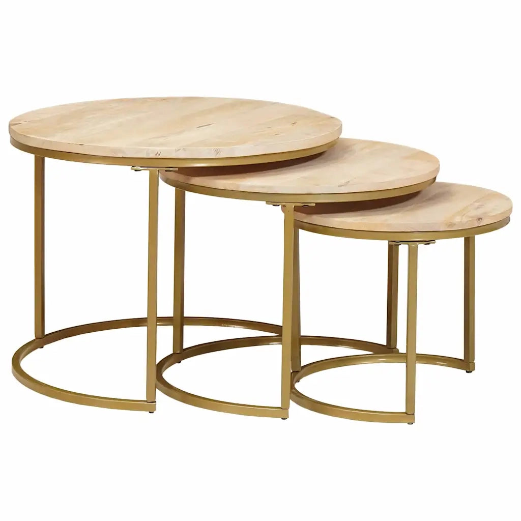 Tavoli da Caffè Nido 3 pcs Legno massello di mango e acciaio