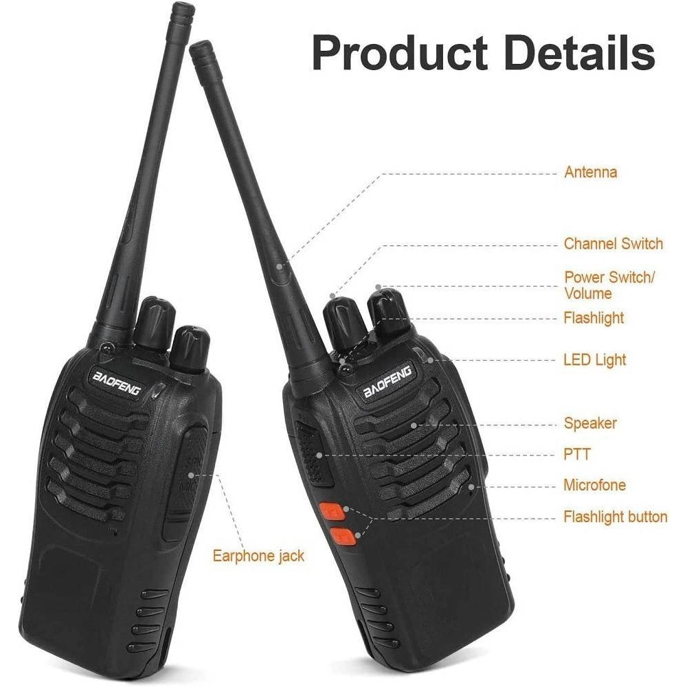 Trade Shop - Coppia Ricetrasmittente Walkie Talkie Portatile 16 Canali 3.7 V 400 - 470 Mhz -