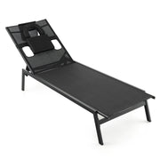 Chaise longue da giardino regolabile 163-207 x 63 x 98-31 cm 5 posizioni comfort ottimale stile moderno metallo nero 20_0019460