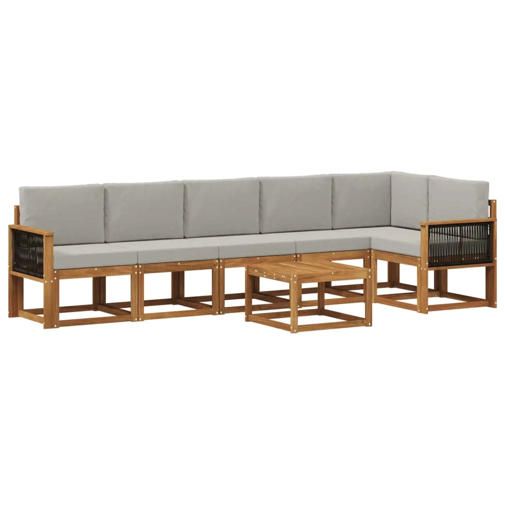 Set di divani da esterno 7 pz Naturale e Grigio Chiaro 3385272