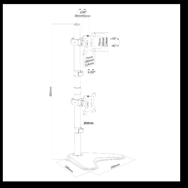 Neomounts fpma-d550ddvblack supporto per monitor 10-32" - installazione verticale