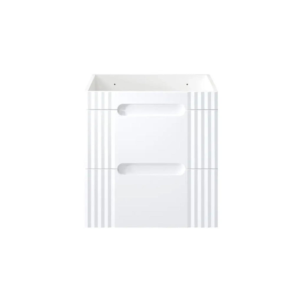 Mobile sottolavabo FIDJI 60 cm – Bianco alpino lucido – 2 cassetti – Fissaggio a muro o a terra