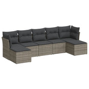 Set Divani da Giardino 7 pz | Set Salotto da Giardino con Cuscini Grigio in Polyrattan