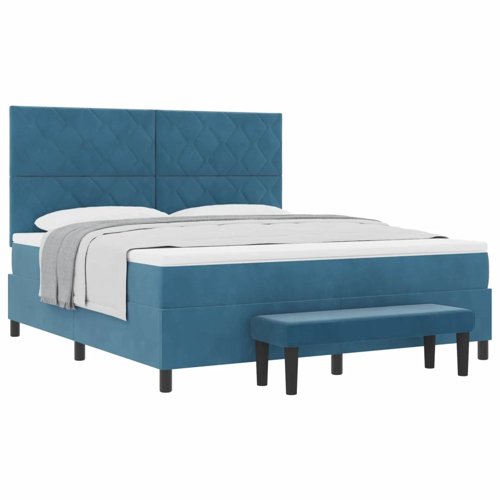 Letto a molle con testiera Blu scuro 200 x 180 cm Velluto 3344598
