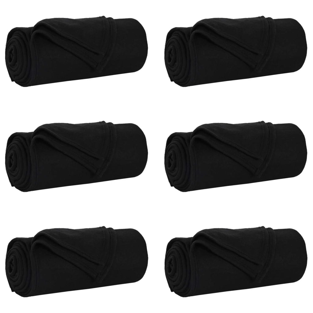 Coperte da Pile 6 pz Nero 200 x 150 cm Panno