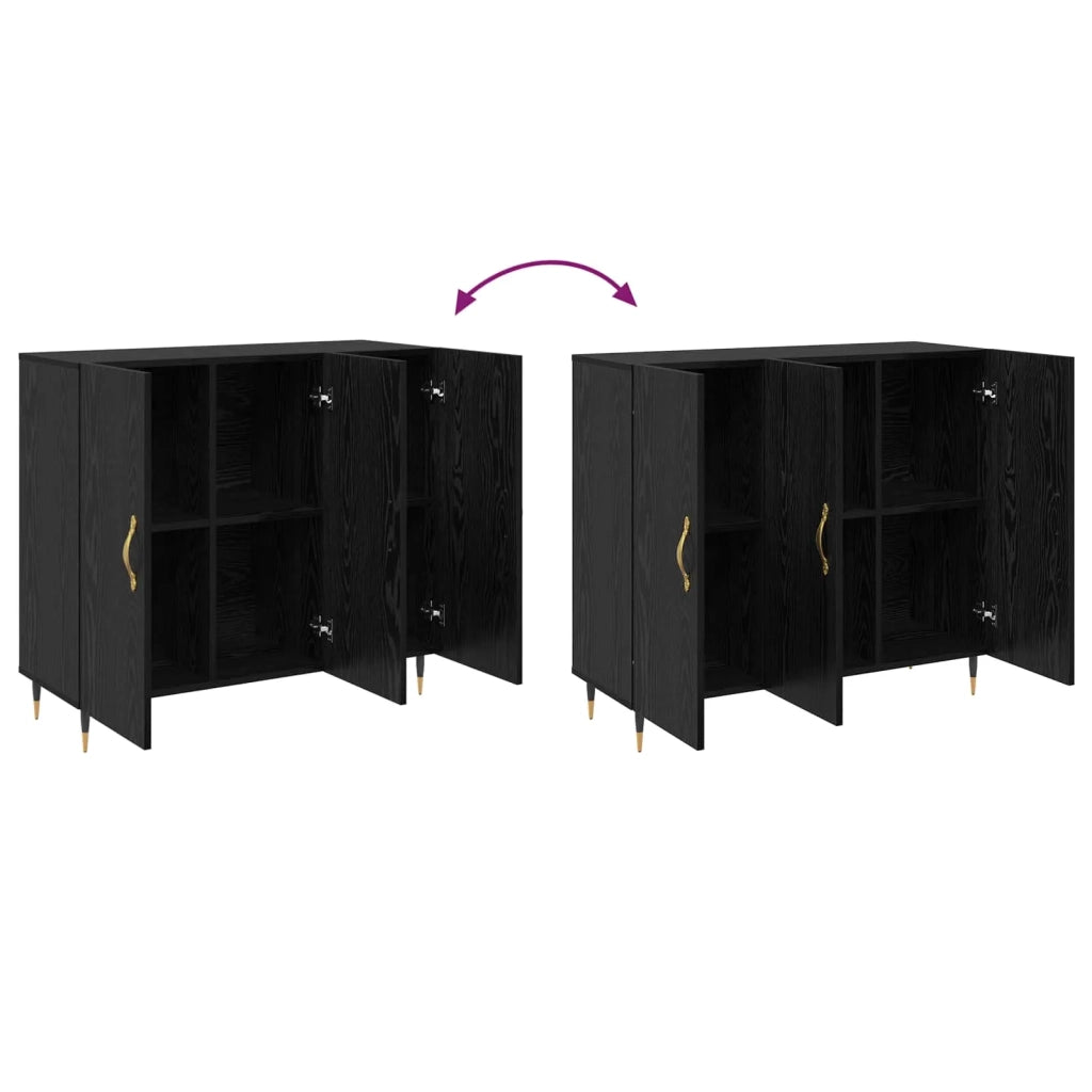 Credenza | Madia | Buffet da pranzo | Armadio da pranzo Rovere Nero 90 x 34 x 80 cm Legno multistrato