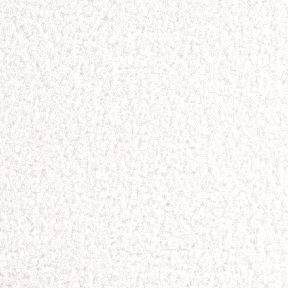 Pouf contenitore Seduta imbottita in bouclé bianco sporco Base in legno Poggiapiedi rotondo