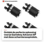 Accessori di riserva per Gameboy Advance SP - Scharnierasspindel 4 pezzi - Dimensioni 12x5,7 mm - Nero - Sostituisci gli scharnieri vecchi - Pezzi di ricambio