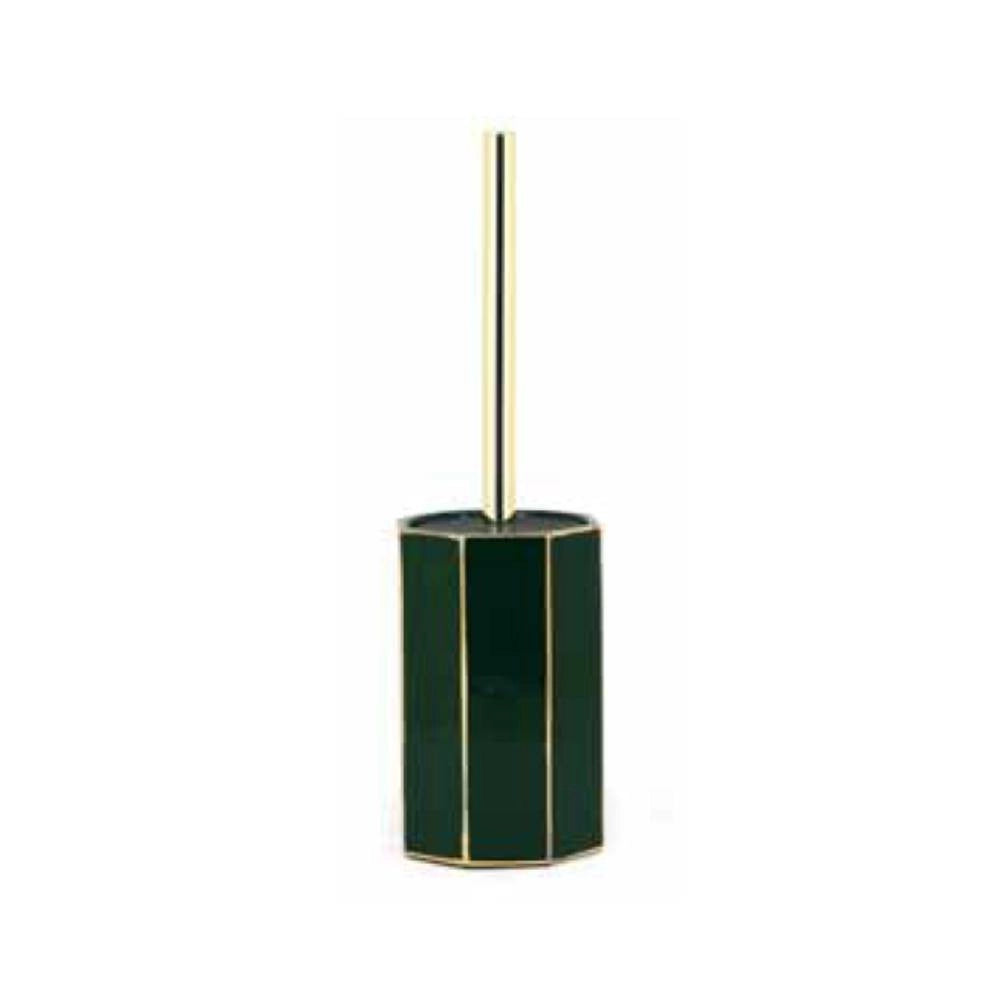 Porta scopino d'appoggio verde e oro in ceramica - Serie Smeraldo
