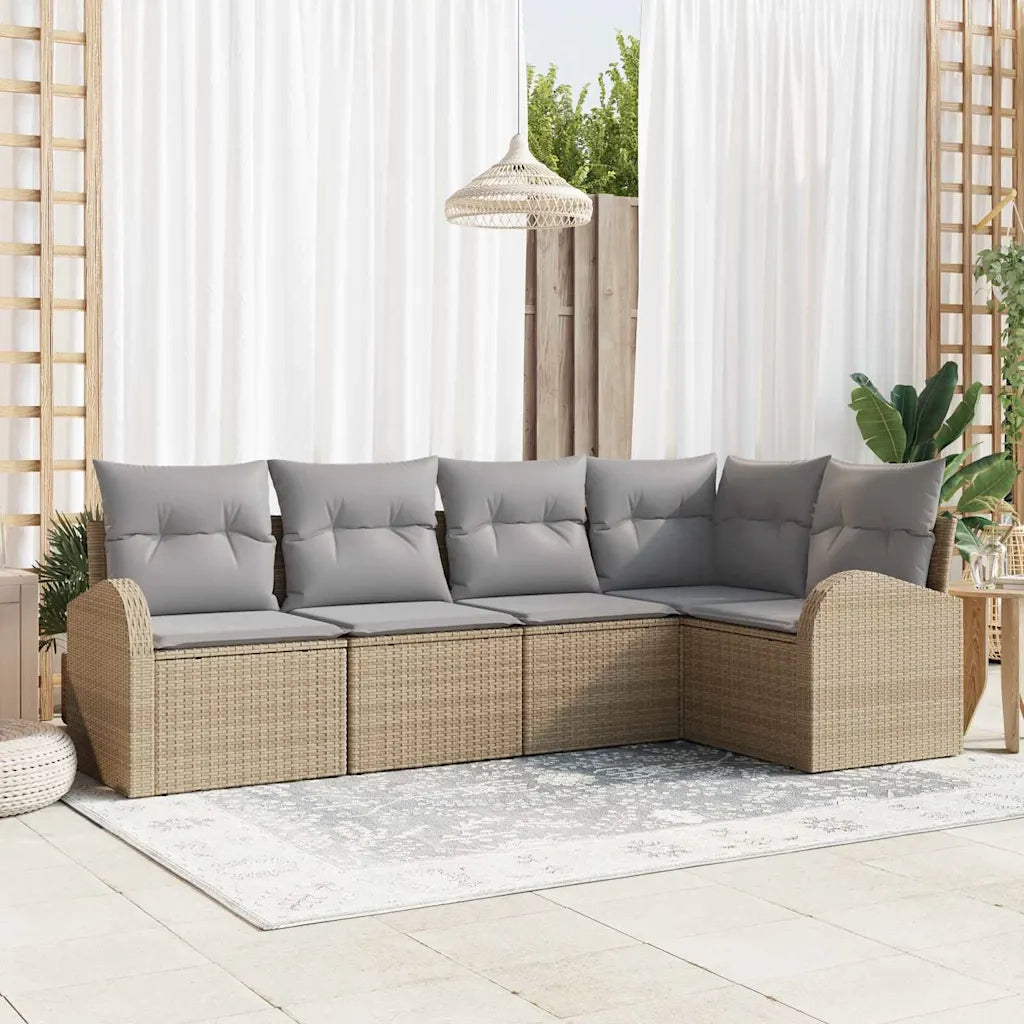 Set di divani con cuscino 5 pcs Beige Poliestere