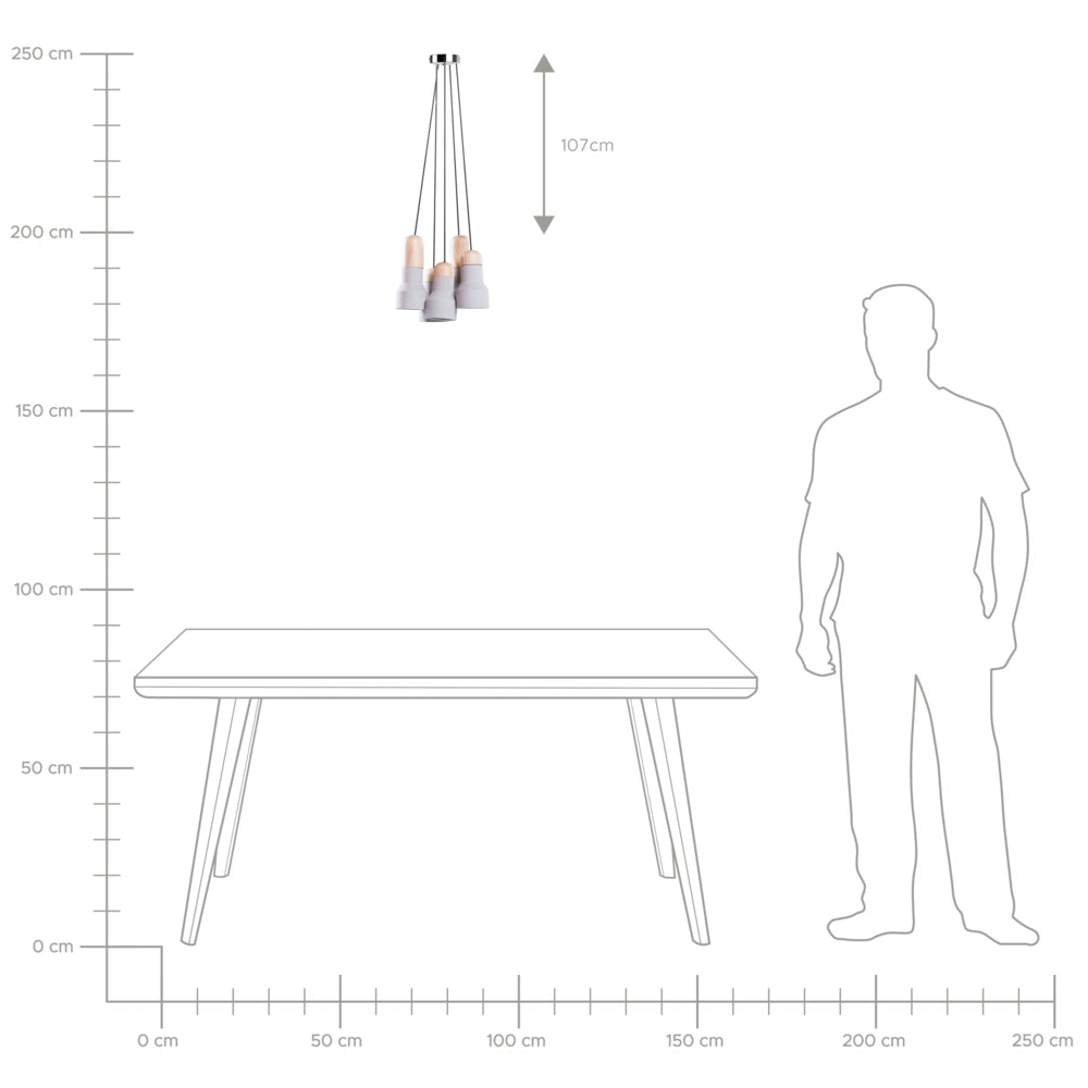 Lampada a sospensione a grappolo a 5 luci in cemento colore grigio stile moderno industriale