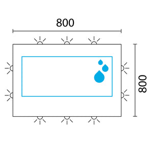 Lineabeta - Specchio LED Polaris 80x80cm con cornice grigia e antiappannamento