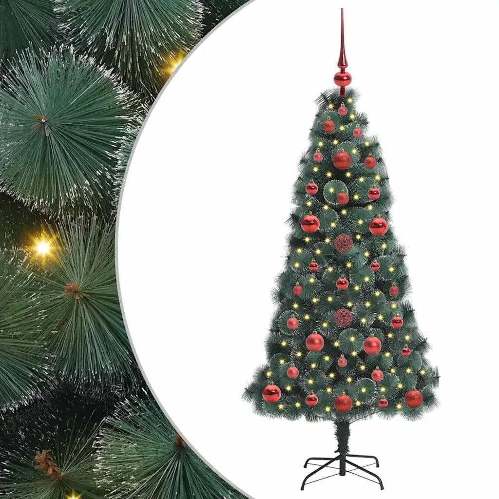 Albero di Natale Artificiale Pre-illuminato con Set di Palline