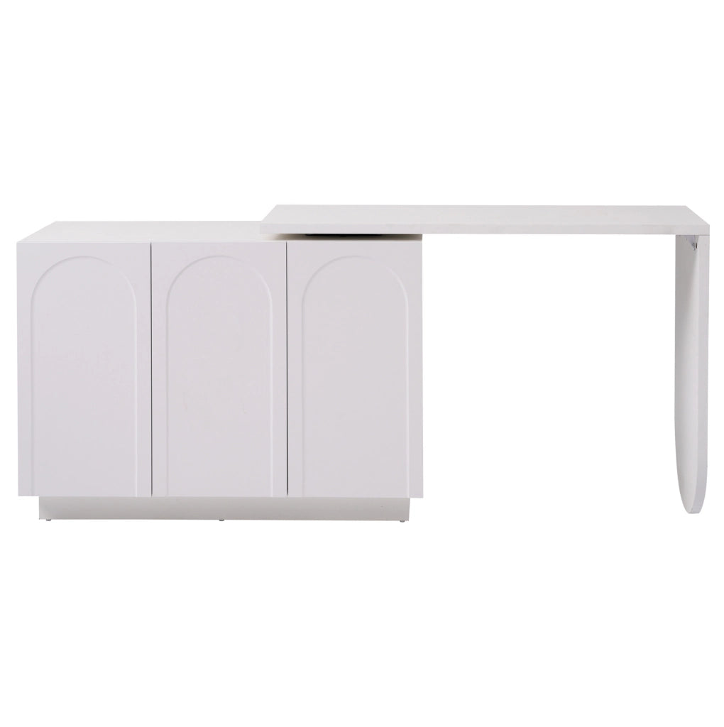 Scrivania girevole 110x40x75 cm multifunzione in MDF bianco