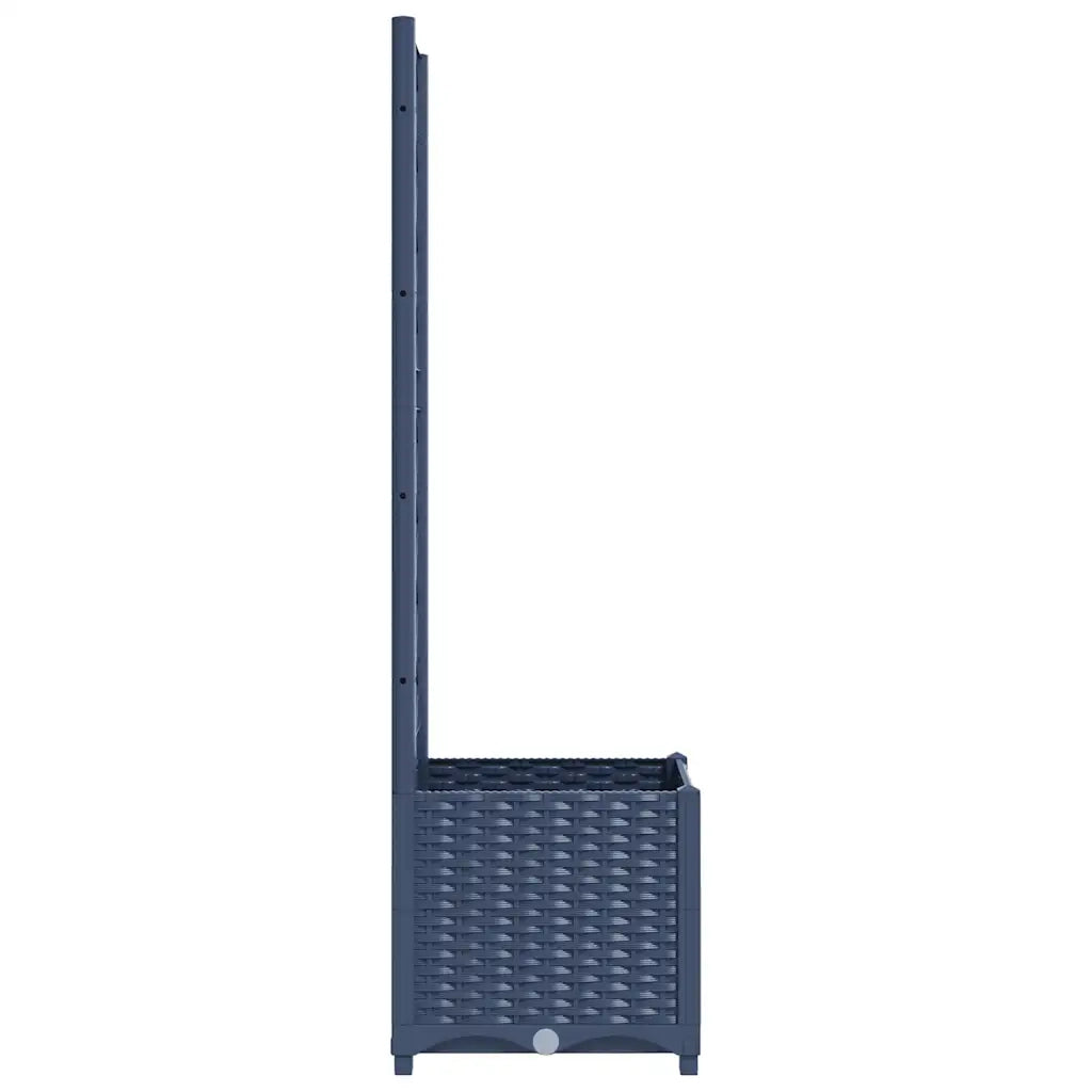 Fioriera | Cassetta per fiori | Vaso da giardino con traliccio blu grigio 40x40x136 cm PP
