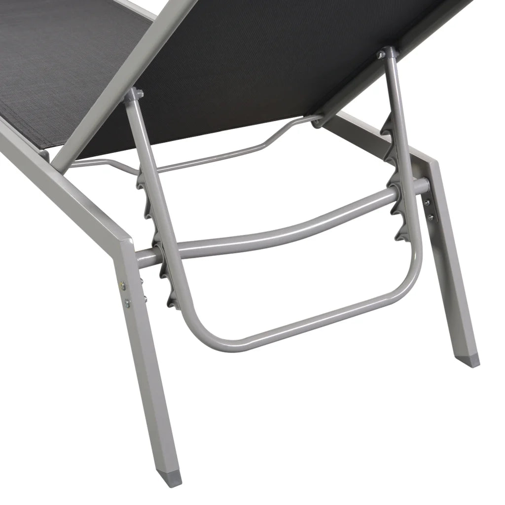 Lettini Prendisole 2 pz con Tavolo in Acciaio e Textilene Nero cod mxl 24972