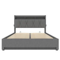 Letto 140x200cm imbottito - Xylo - grigio USB-C idraulico LED