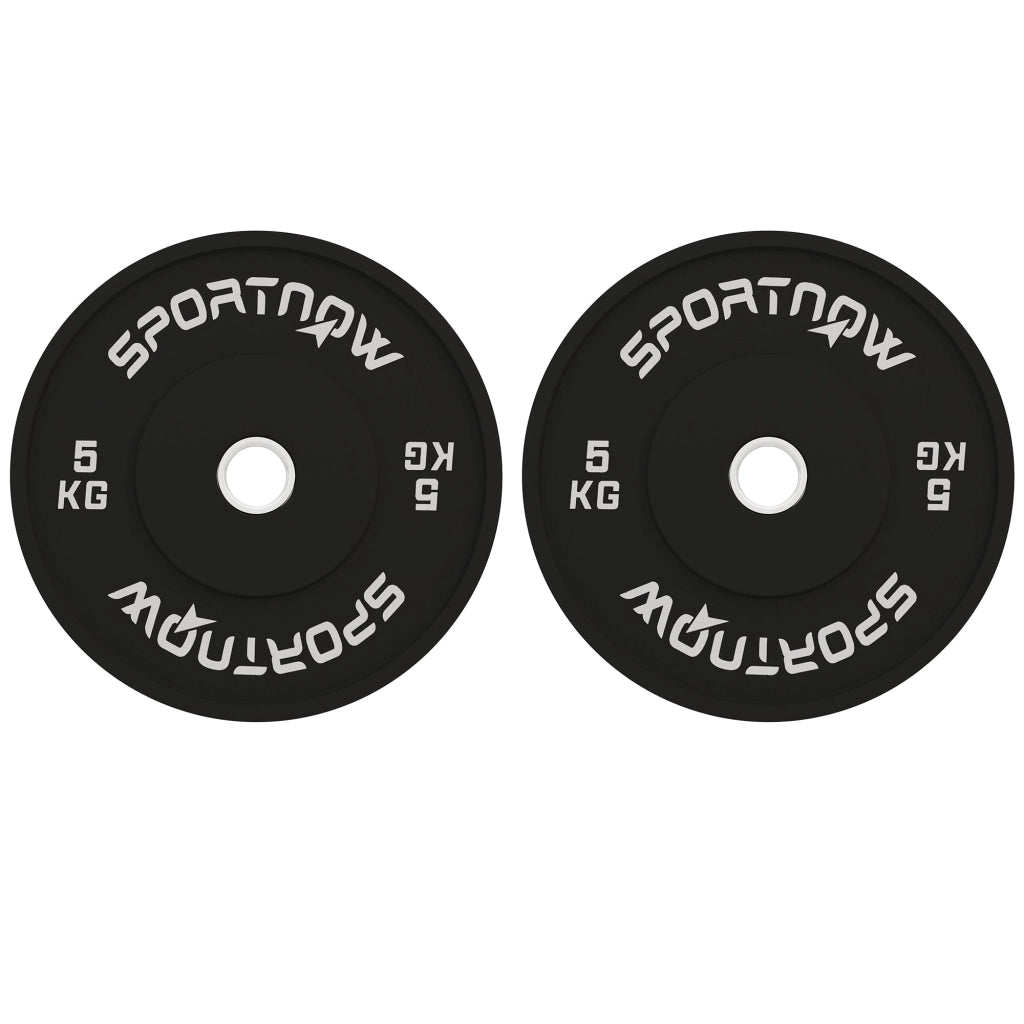 Set 2 Dischi Pesi da 5kg in Gomma con Foro da 2"/5 cm per Manubri e Bilancieri Nero