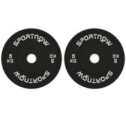 Set 2 Dischi Pesi da 5kg in Gomma con Foro da 2"/5 cm per Manubri e Bilancieri Nero