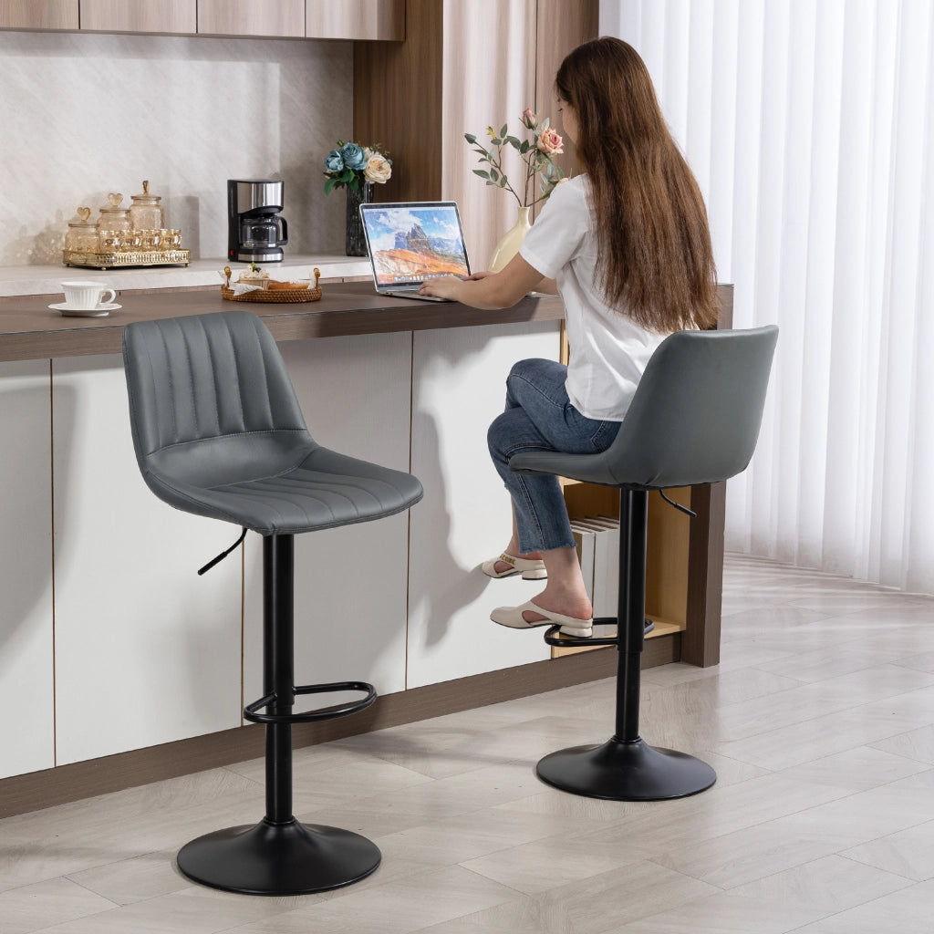Sgabelli Bar 2 Pezzi Retr¨° con Poggiapiedi Altezza Regolabile ¨C Zephmum ¨C 43x49.5x111 cm