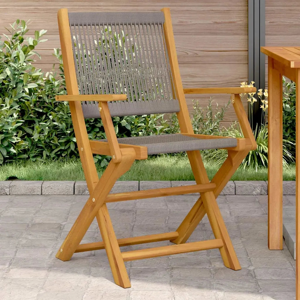 Sedie Giardino 2 pz | Sedie da Esterno Grigie Legno Massello Acacia e Polipropilene
