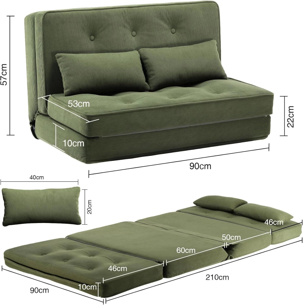 Divano letto piccolo bed 2 mini divano letto regolabile a 6 livelli, soggiorno, camera da letto e campeggio, verde