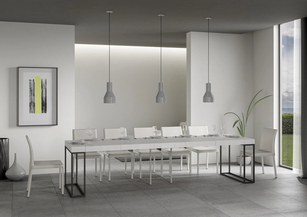 Consolle Allungabile 90-300x40x77 cm in Nobilitato Bianco