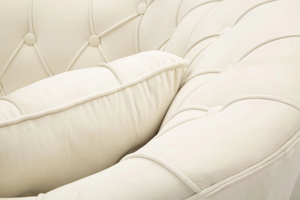 Poltrona Budapest Crema con Cuscino 88x83x91 cm in Compensato e Spugna e Ferro e Poliestere Crema