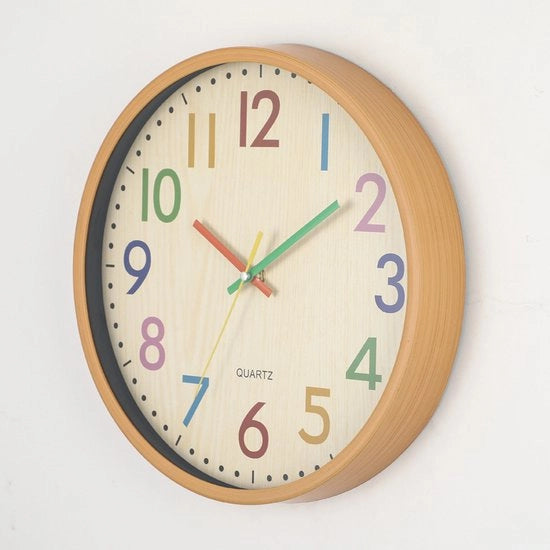 Orologio da parete cartoon colorato da 30 cm per camera da letto, soggiorno e camera dei bambini (batterie non incluse)