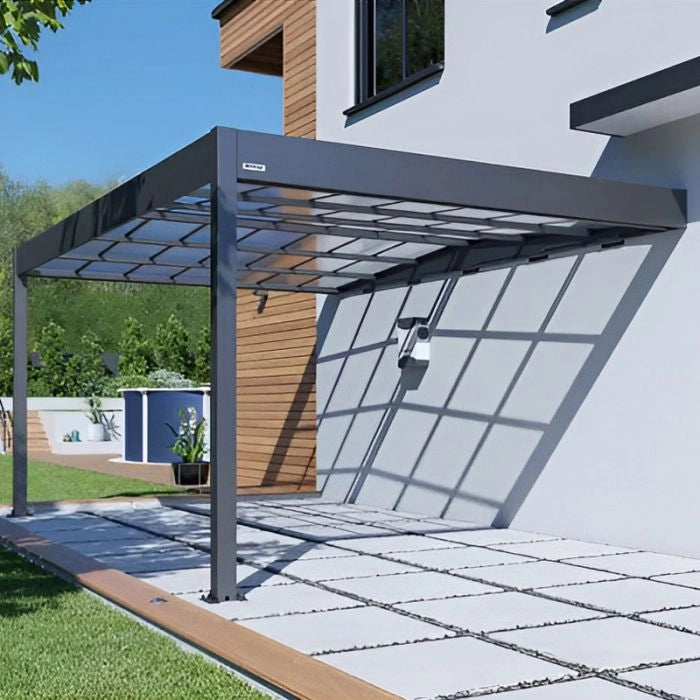 Tettoia per auto in alluminio PONENTE WALL 5 x 3,20 x h 2,34 m