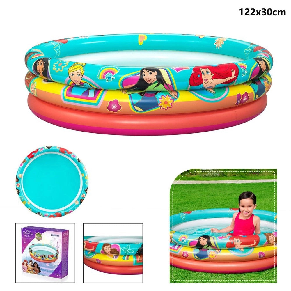 Trade Shop - Piscina Gonfiabile 3 Anelli Princess 122x25cm Per Bambini Giardino Estate 91099 -