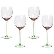 Set di 4 calici da vino in vetro trasparenti rosa e verdi soffiati a mano 36 cl aperitivo cena