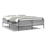 Letto matrimoniale | Letto per adulti | Giroletto Grigio Sonoma 140x200 cm in Legno Multistrato Metallo