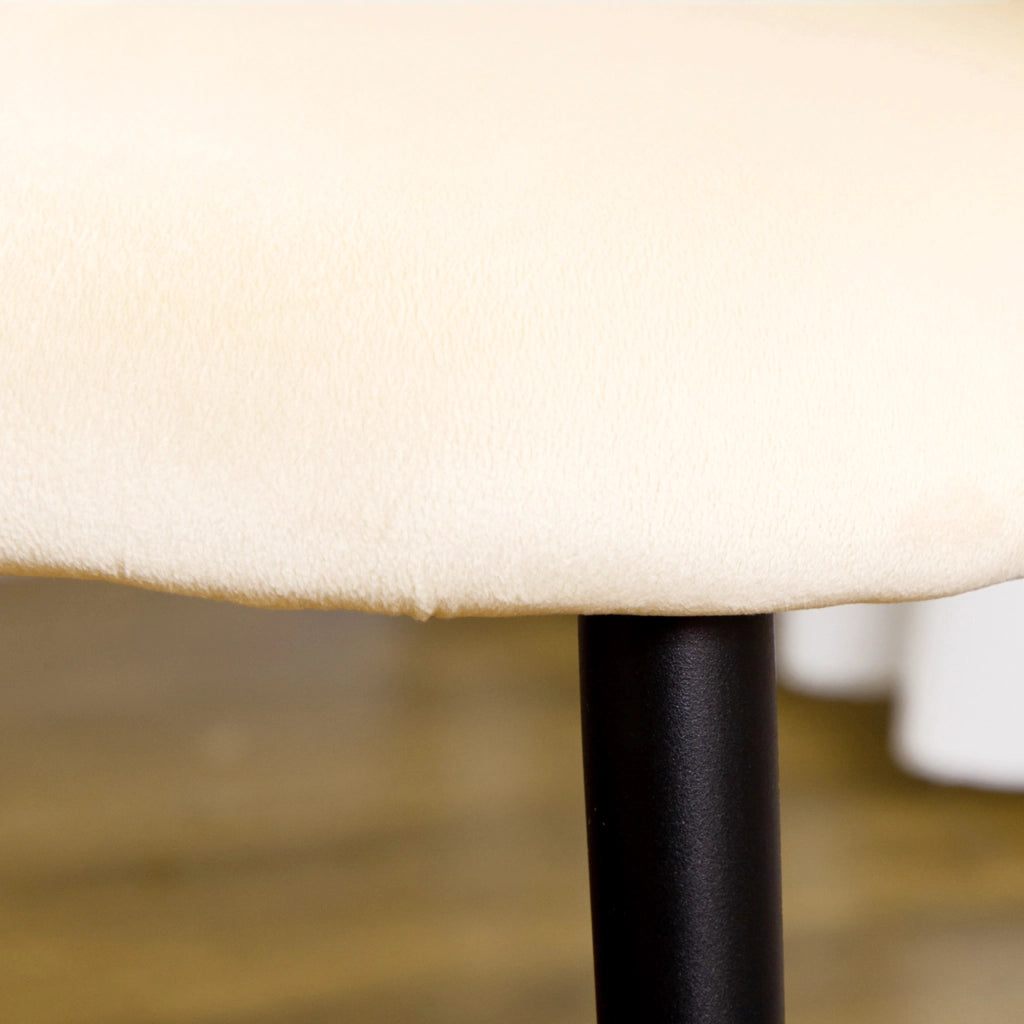 Sedia da Pranzo con Schienale a Conchiglia ¨C Zephmum ¨C Velluto Beige con Gambe in Metallo