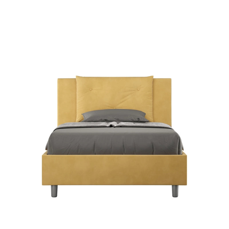 Letto imbottito Piazza e mezzo 110x200 cm Appia - Senza rete,Microfibra,Ocra