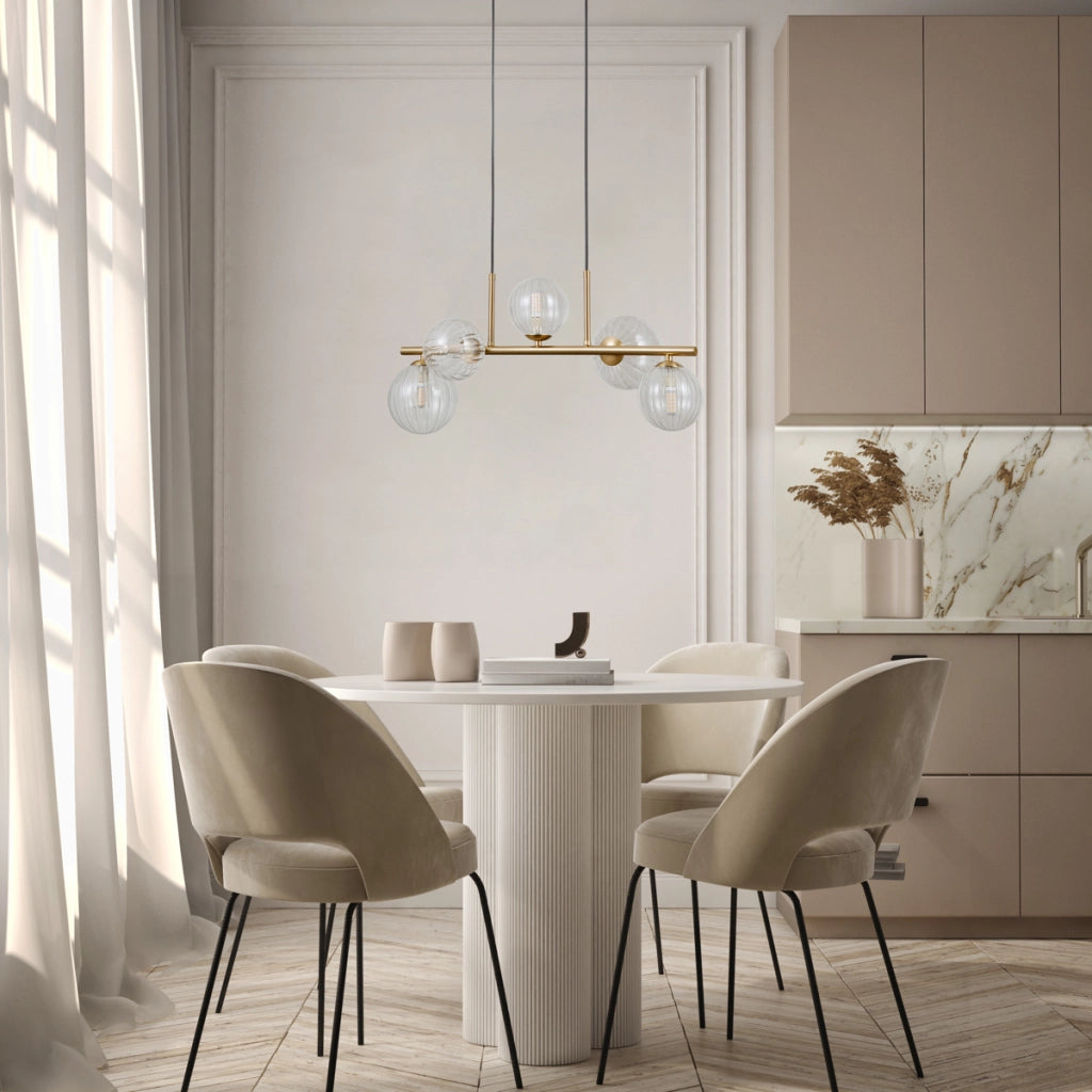 Sospensione decorativa Toledo ottone vetro sfere 5xG9 5W Italux