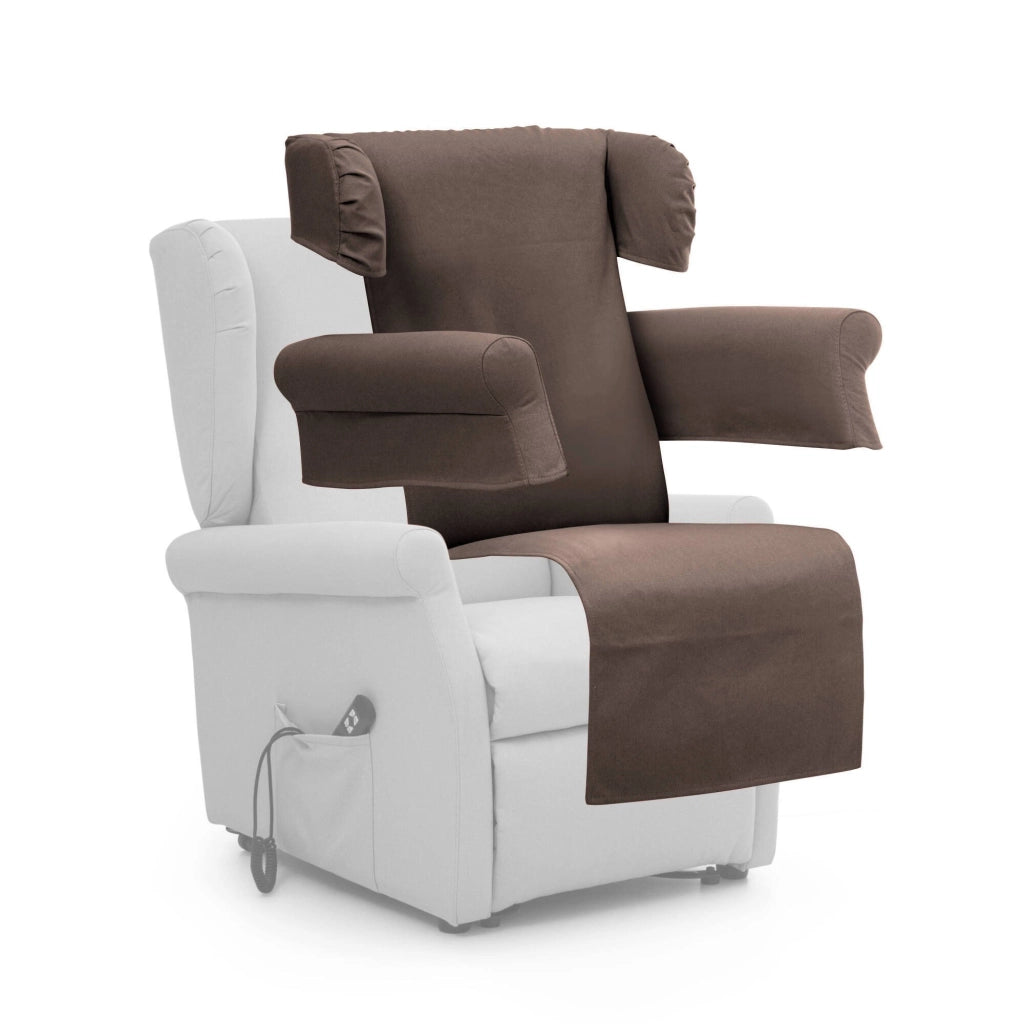 Poltroncina Treia, Poltrona Sfoderabile Made in Italy, 75x84x107h cm Marrone
