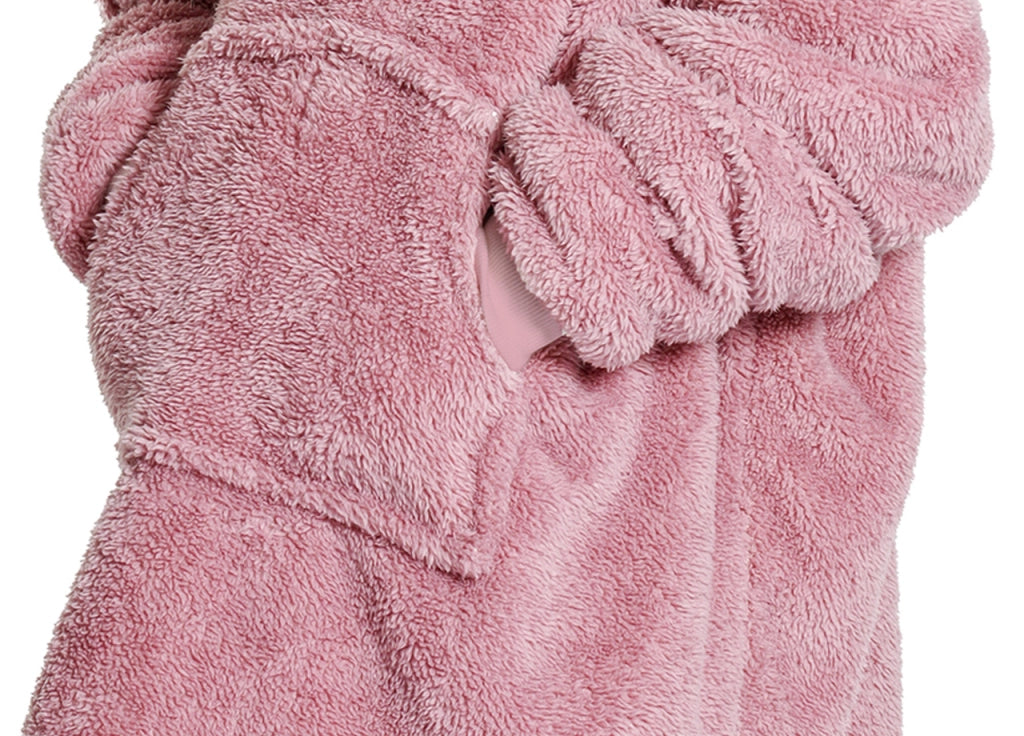 Felpa Plaid Bambini Coperta Agnellata Sherpa Con Tasca Inverno Tinta Unita Midlands - Felpone - Rosa