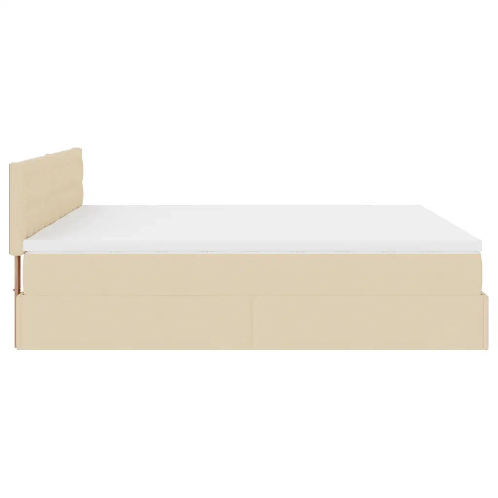 Struttura Letto Pouf con Materassi Crema 160x200 cm in Tessuto 3312034