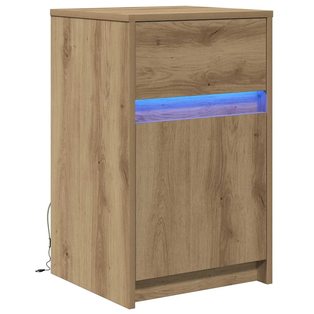 Armadio da letto | Comodino | Armadio da Notte | Mobiletto da notte LED rovere artigianale 38 x 34 x 61 cm