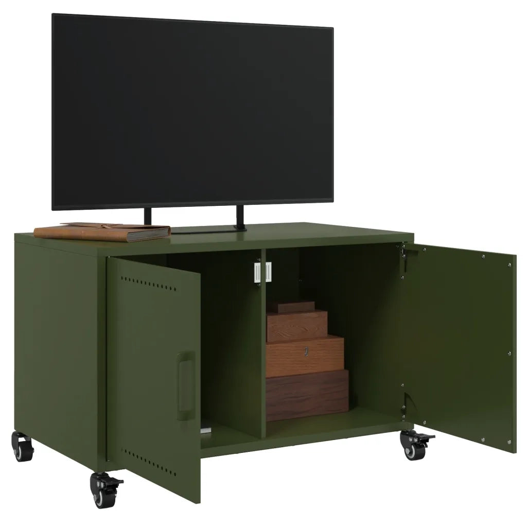 Mobile TV Verde Oliva 68x39x43,5 cm in Acciaio