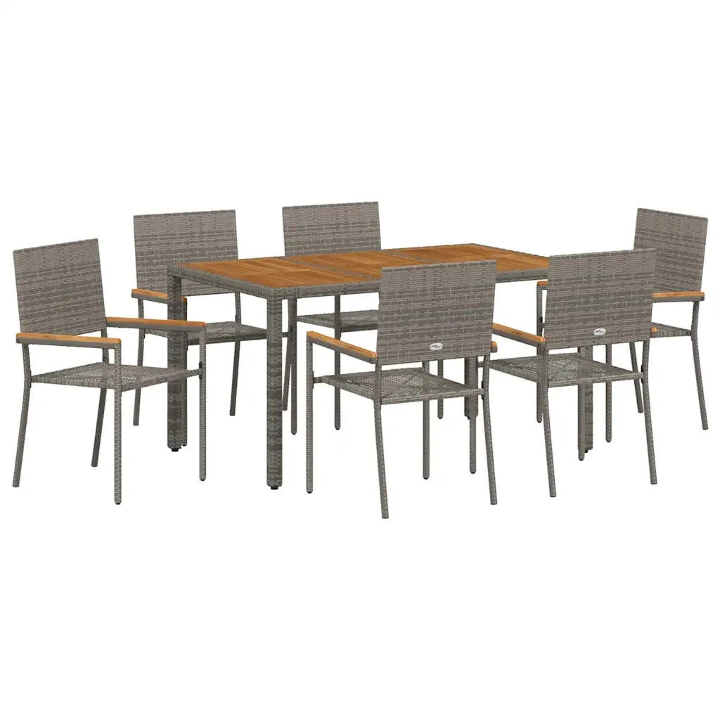 vidaXL Set da Pranzo per Giardino 7 pcs Grigio 150 x 90 x 75 cm