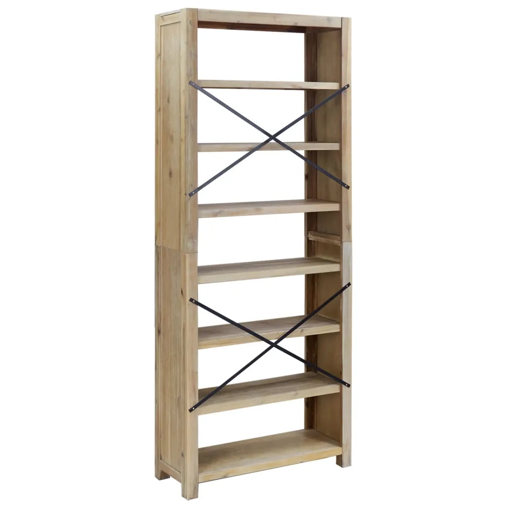 Libreria a 7 Ripiani 80x30x200 cm in Legno Massello di Acacia cod mxl 11891